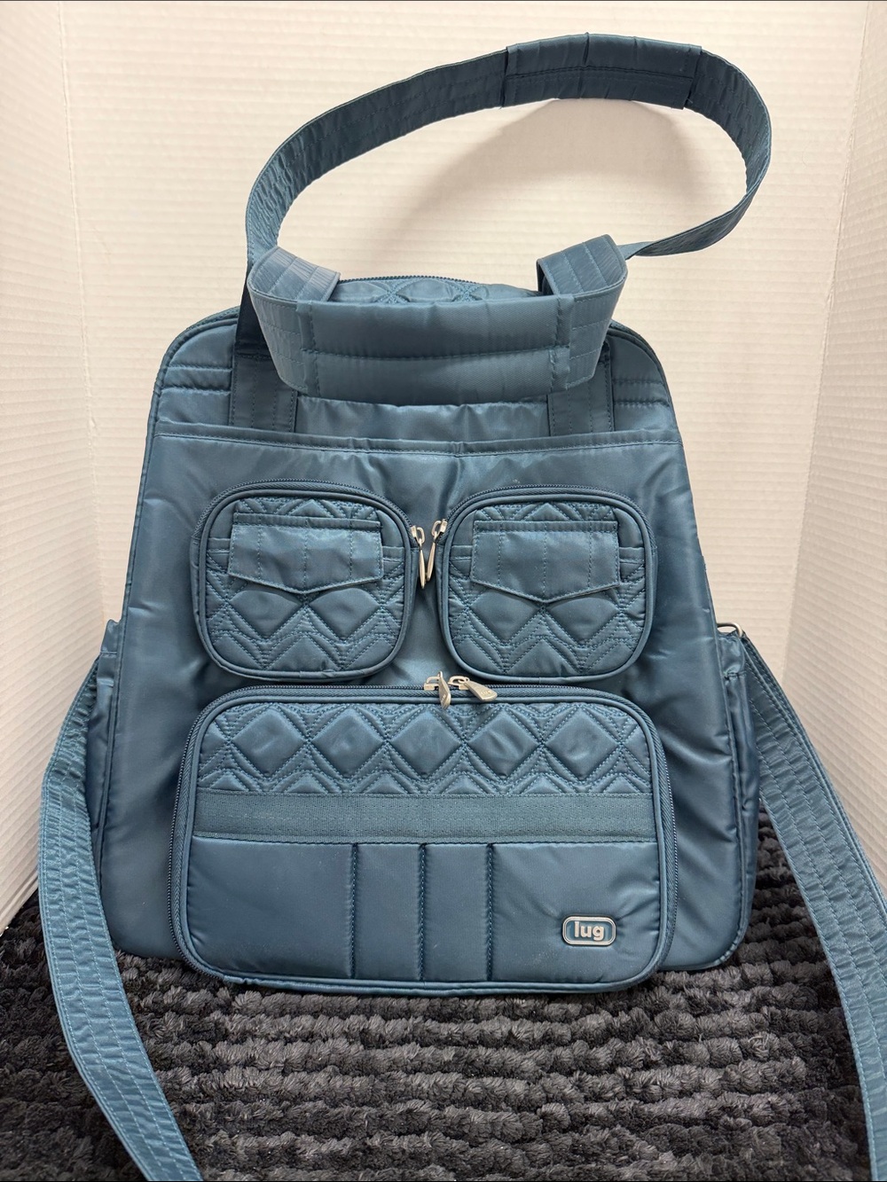 lug Quilted Teal Baby Bag with Multiple Pockets
